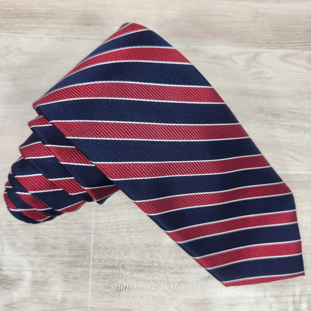 Jos A Bank Traveler Tie Men's Classic REPP Silk Necktie‎ Stain Resistant 60"x3"